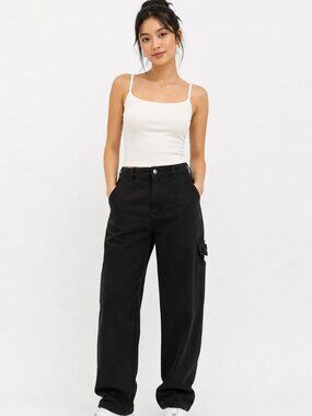 Women’s Streetwear Society Black Cargo Pants Size Small Petite Utility 7 Pockets
